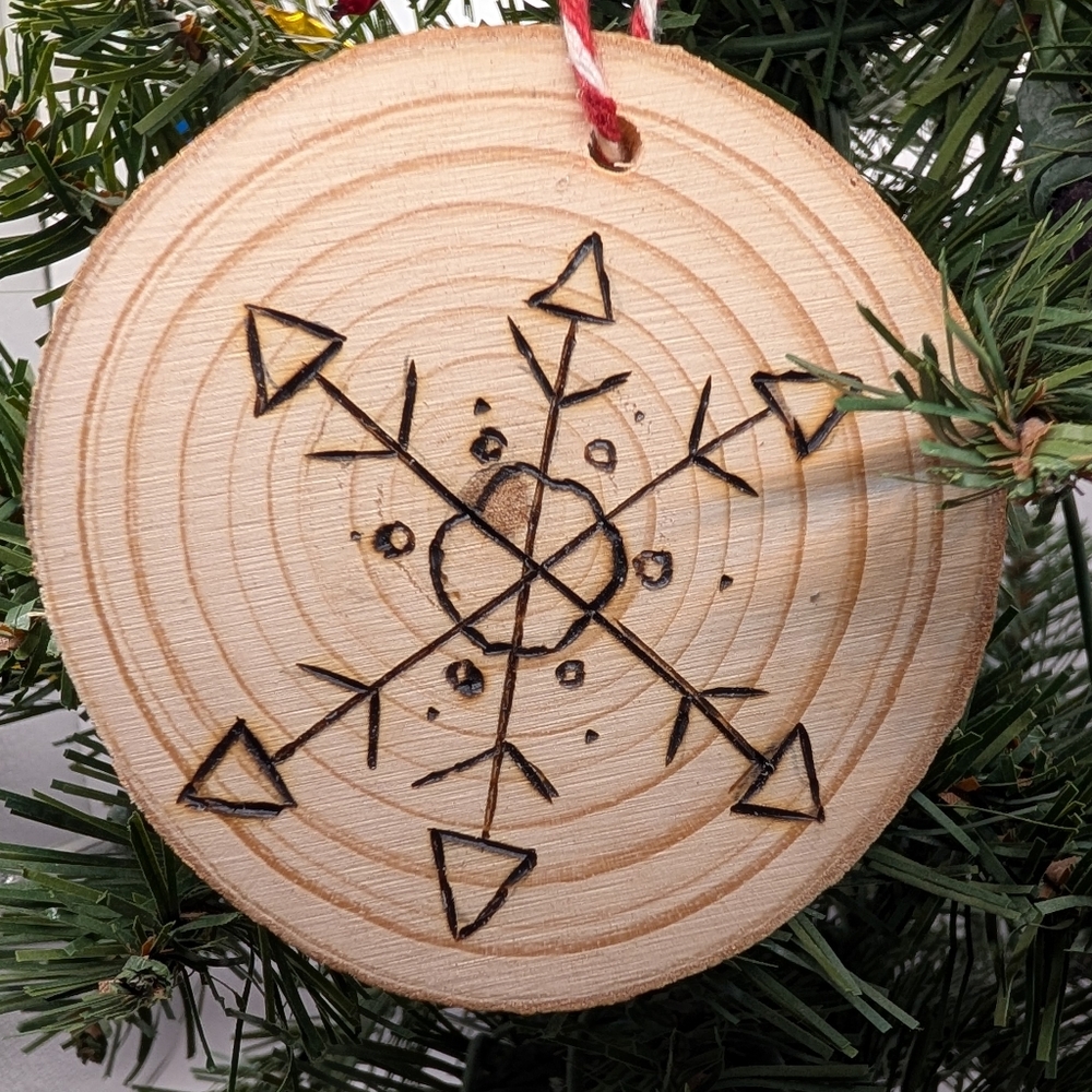 Hand Crafted Natural Wood Snowflake Ornament